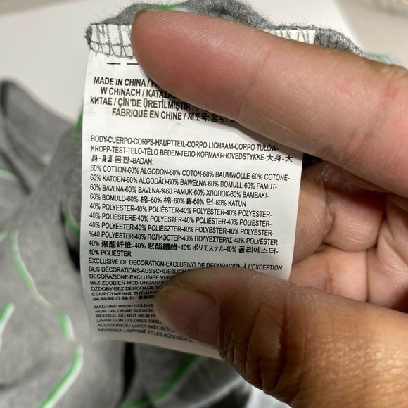 Vans Womens Gray Striped Puff Sleeve Crew Neck Cropped Pullover Sweatshirt Sz XL - Picture 4 of 6